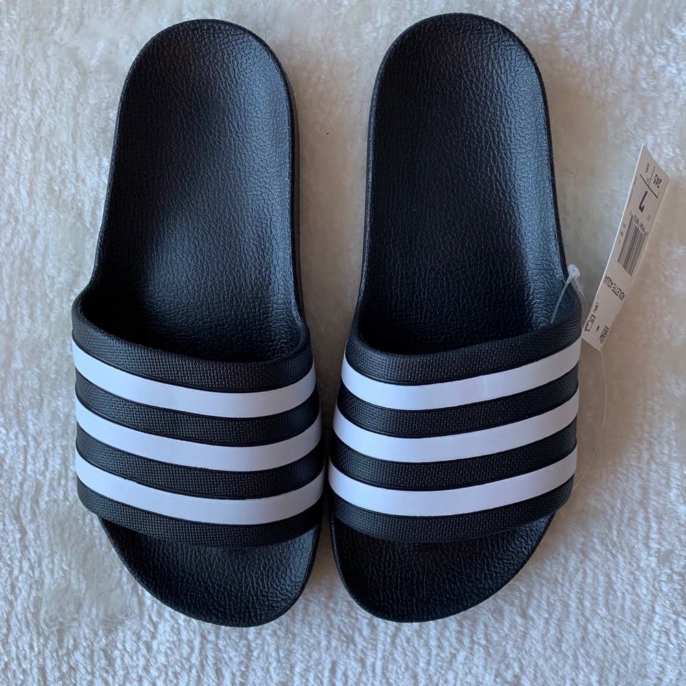 Adidas Black Adilette Aqua Slides